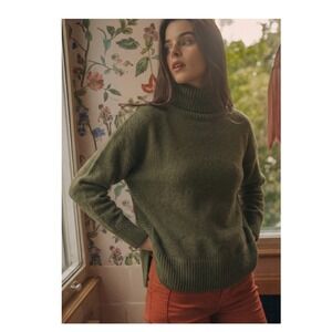 Vineyard Vines Women M Turtleneck Sweater Solid Green Merino Wool Cashmere Blend